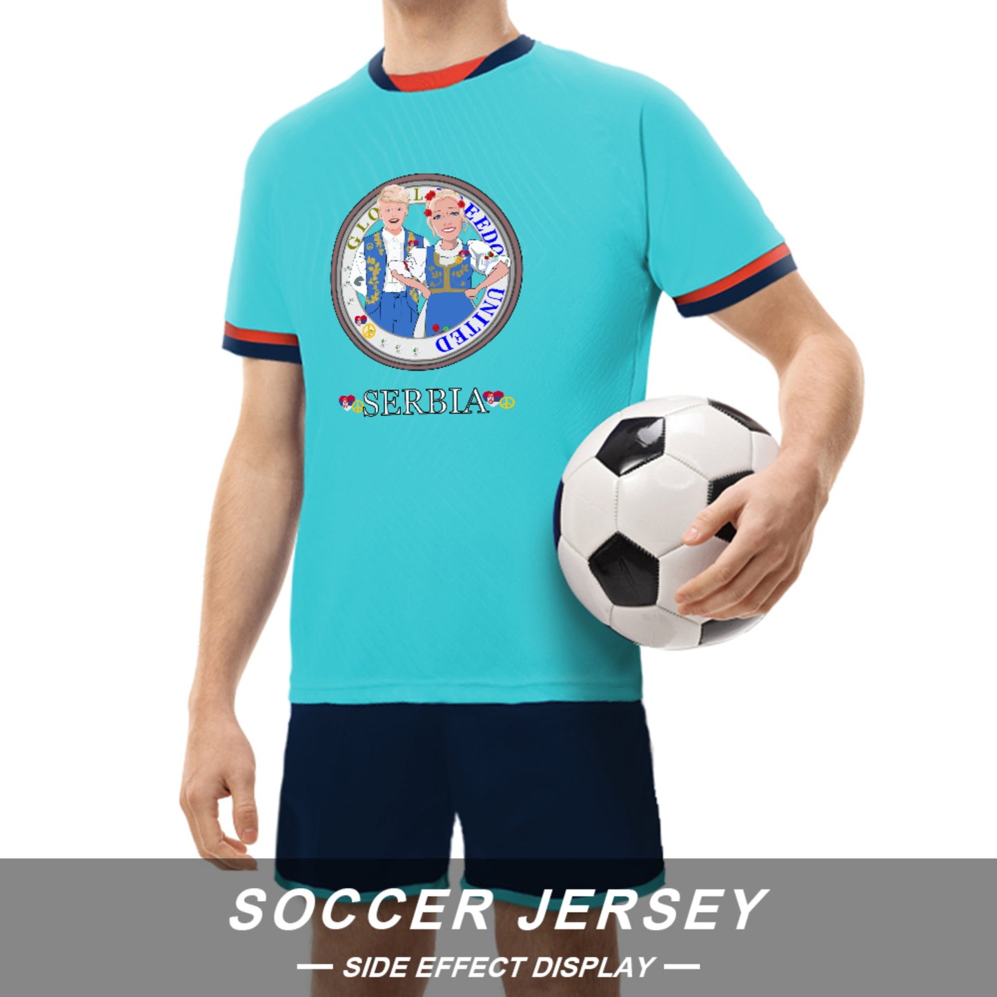 Adult Football Suit Global Freedom United Couple Edition Serbia Blue