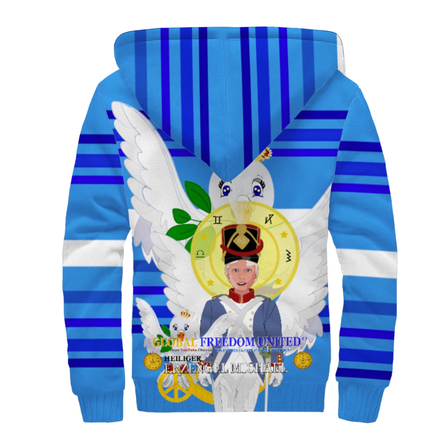 Erzengel Michael Plush Hoodie Global Freedom United Deep Blue