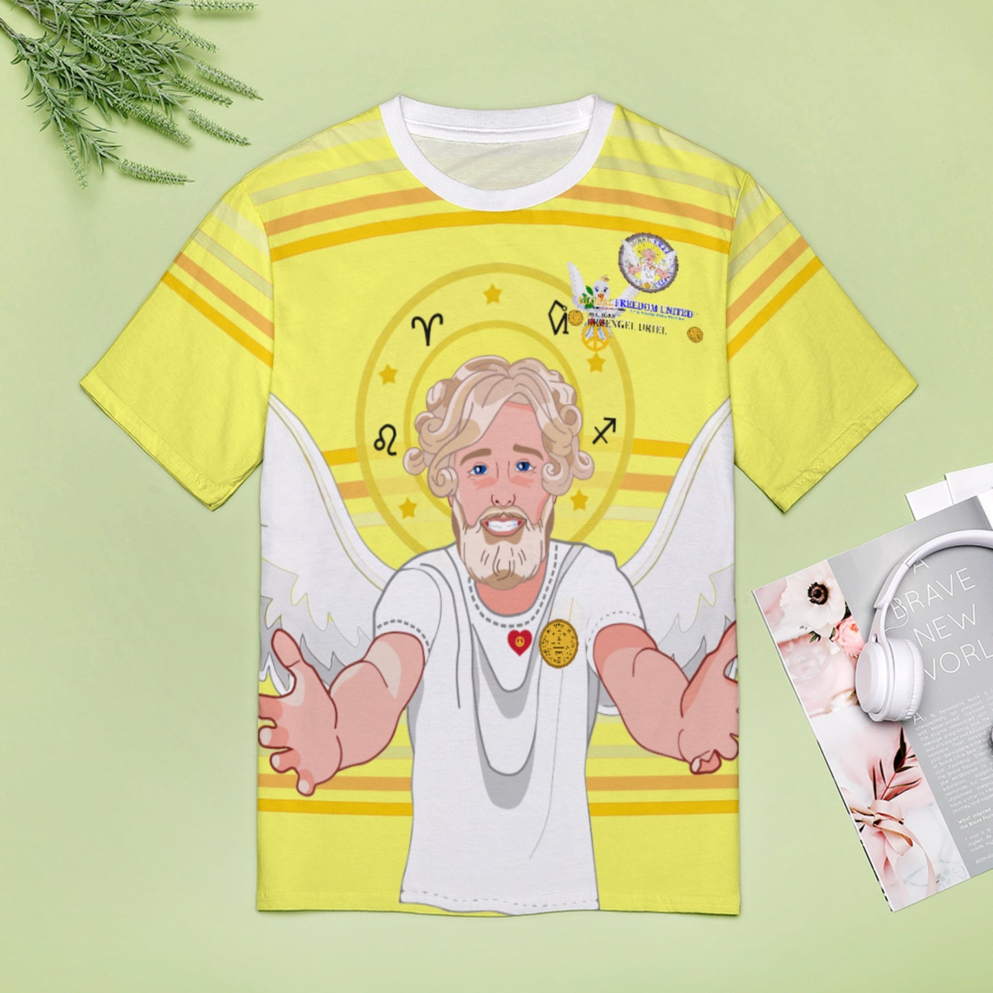 Women´s T-shirt 2 Global Freedom United Archangel Uriel German  Yellow