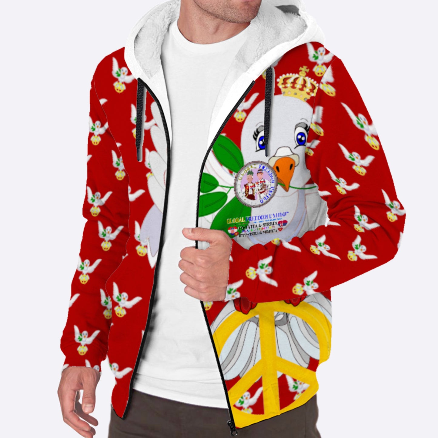 Plush Hoodie GLOBAL FREEDOM UNITED© Men Croatia & Serbia Red