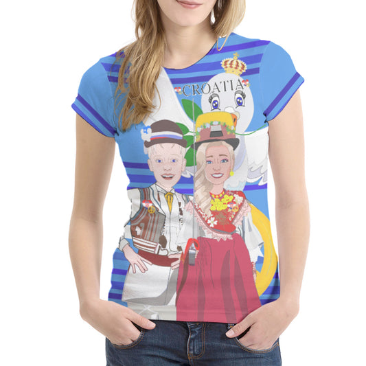 Women´s T-shirt 1 Global Freedom United Couple Edition Croatia  Deep Blue