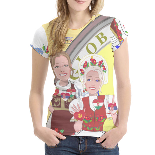Women´s T-shirt 1 GLOBAL FREEDOM UNITED© Serbia & Hungary Yellow
