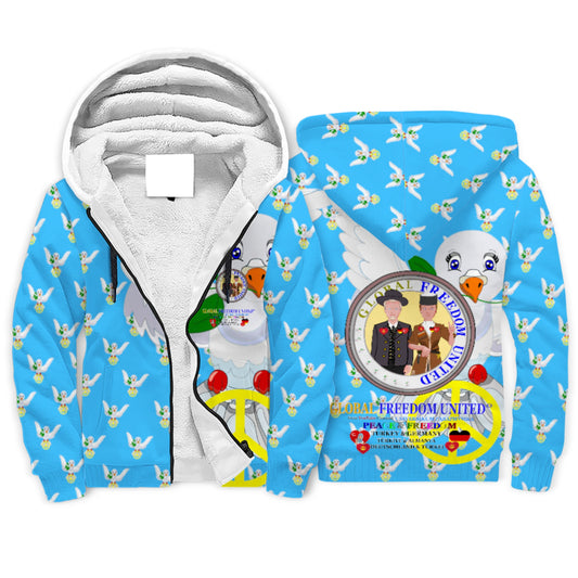 Plush Hoodie GLOBAL FREEDOM UNITED© Men Germany & Turkey Blue