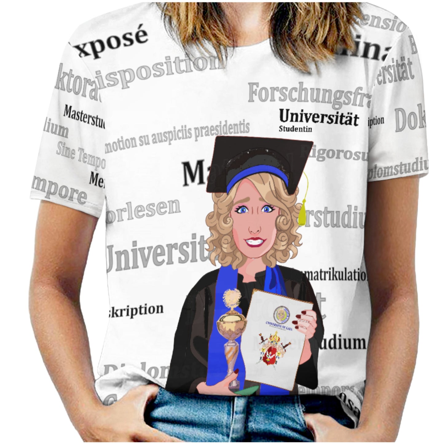 Women´s T-shirt Global Freedom United Student Girl Cooper Place Blond Hair 2