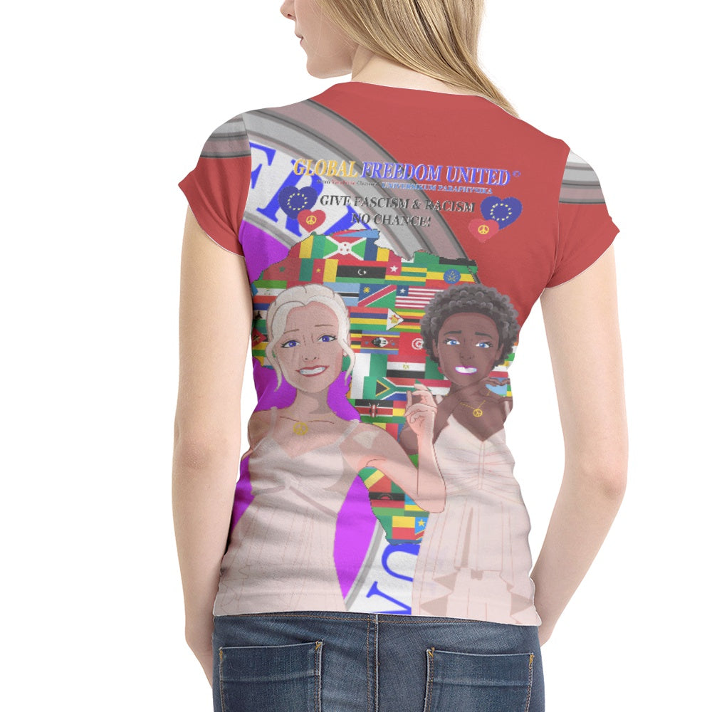 Women´s T-shirt GLOBAL FREEDOM UNITED© Women Anti Fascism & Racism Africa Red