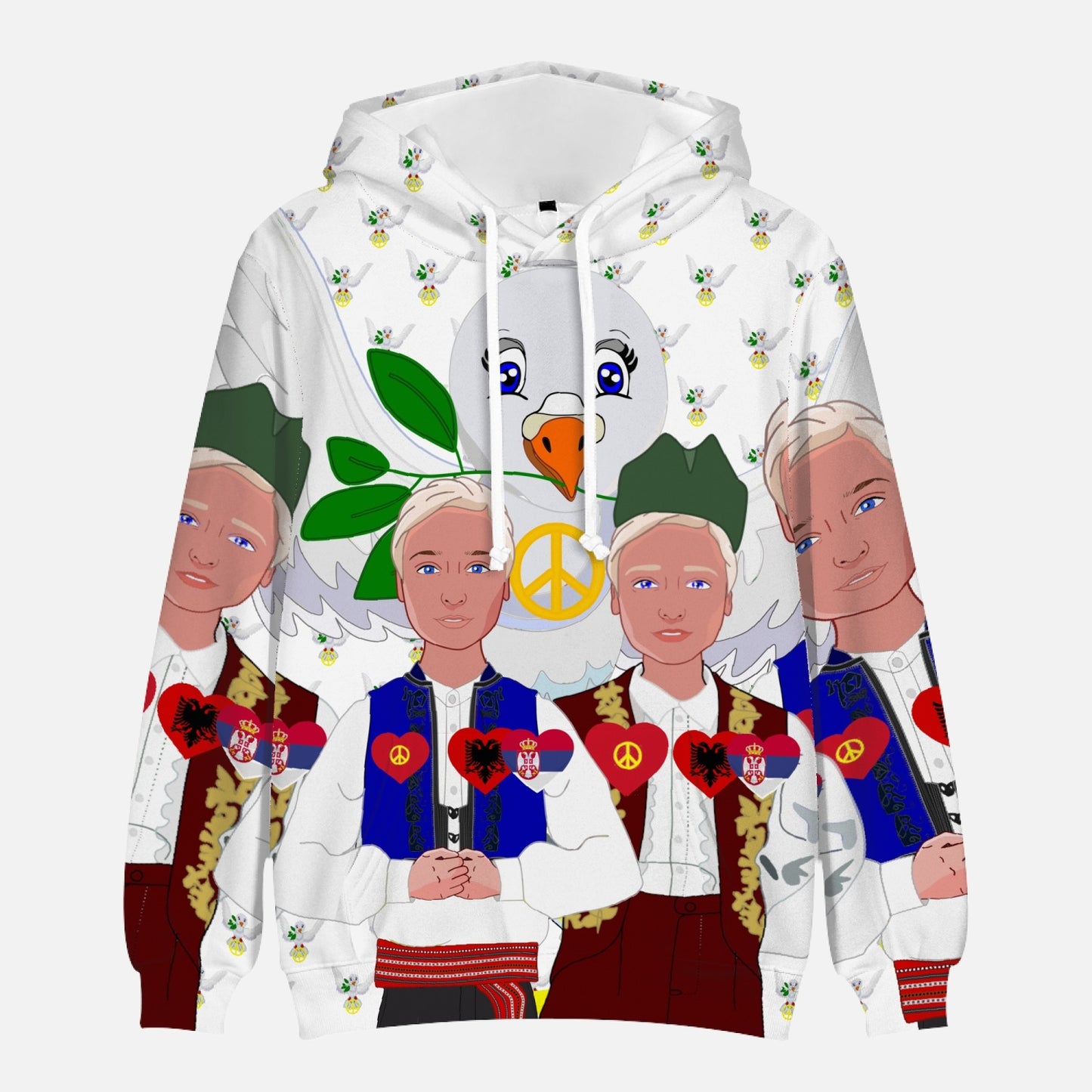 GLOBAL FREEDOM UNITED MEN ALBANIA & SERBIA OLD PEACE WIGHT Round Collar Hoodie