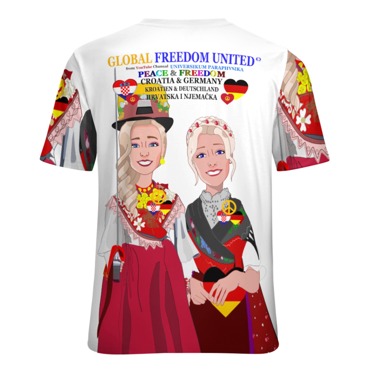 Full Print T-Shirt GLOBAL FREEDOM UNITED© Men Croatia & Germany  V1 Big