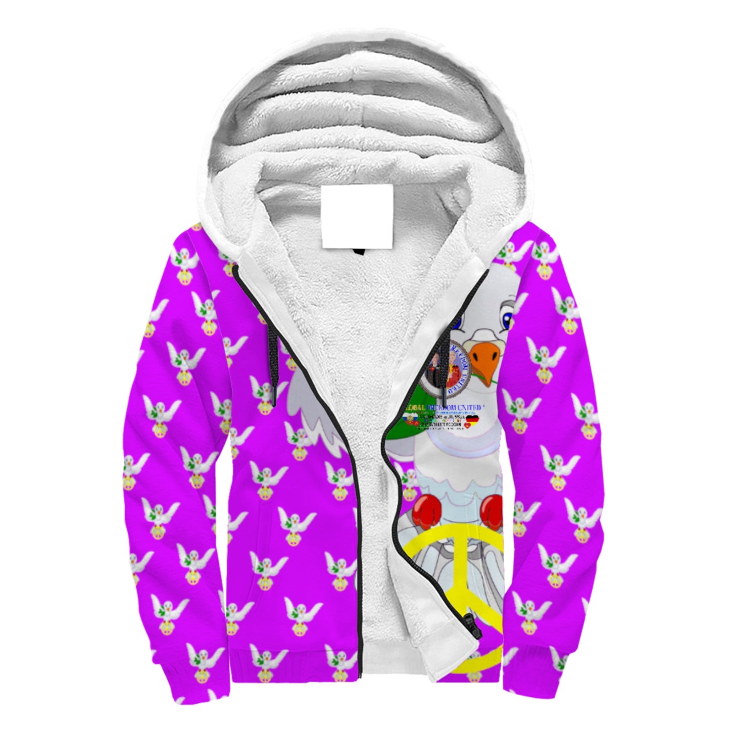 Plush Hoodie GLOBAL FREEDOM UNITED© Men Russia & Germany Lilac