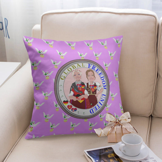 GLOBAL FREEDOM UNITED© Women SERBIA & GERMANY LILAC V1 18'' Square Pillow Cover