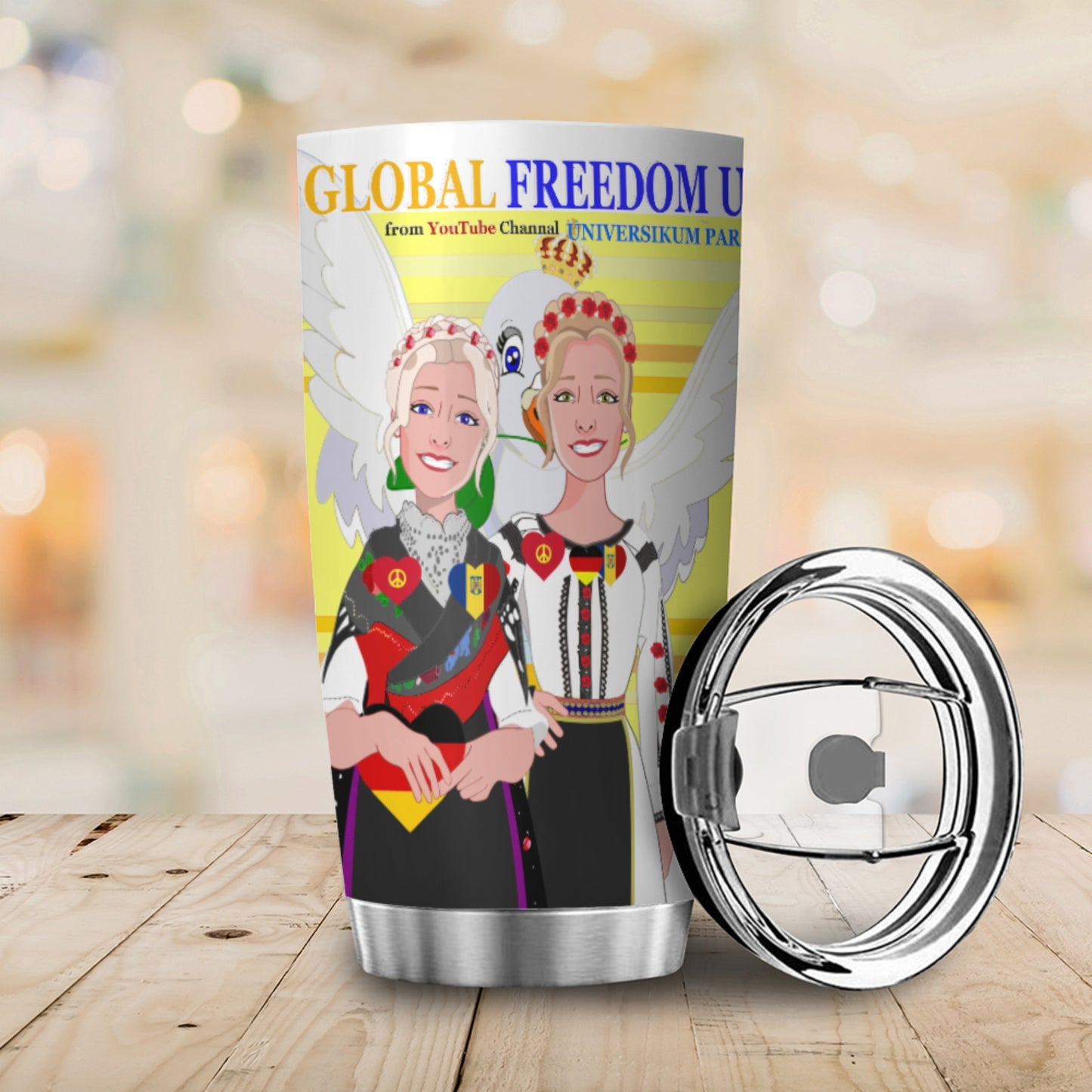 Tumbler Global Freedom United Women Romania & Germany Old Peace Yellow