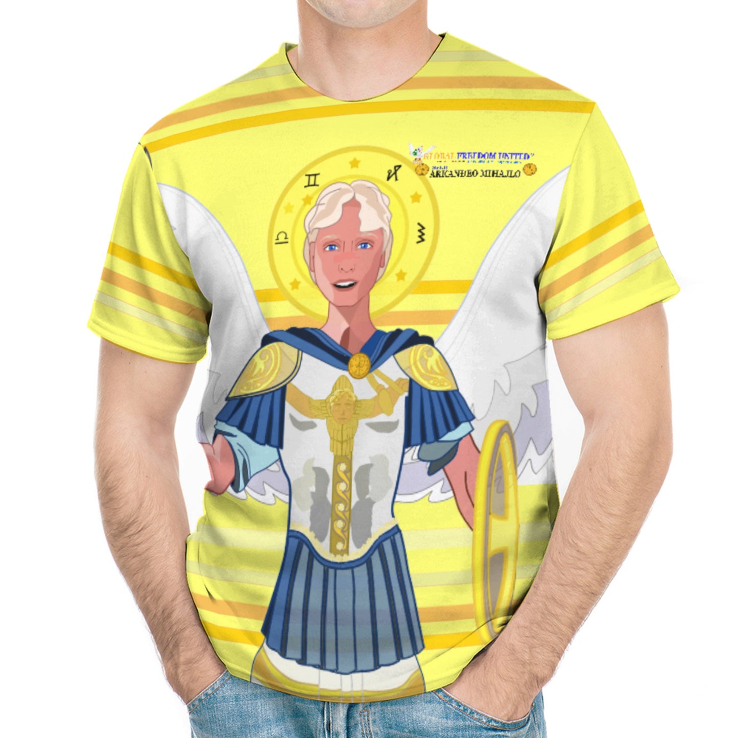 Men´s T-shirt Global Freedom United Archangel Michael Croatia V1 Yellow