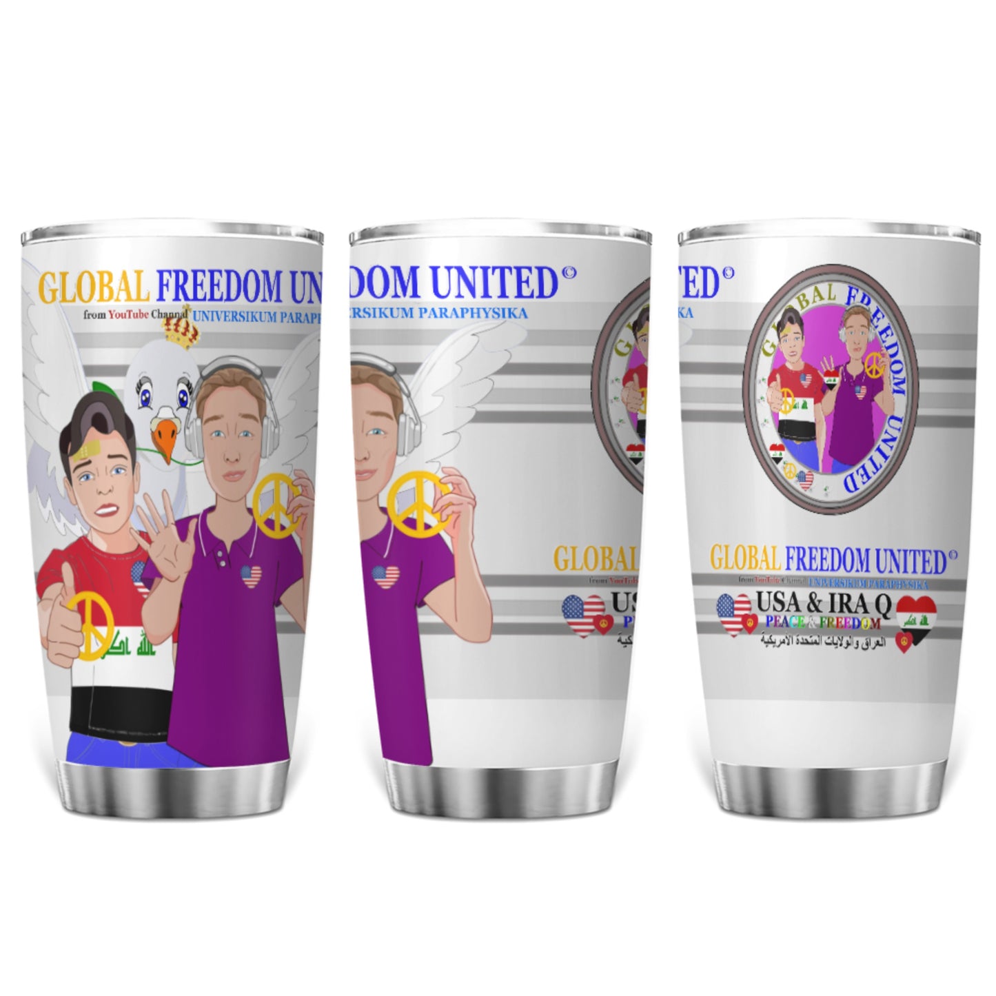 Tumbler GLOBAL FREEDOM UNITED© Men Iraq & USA Grey