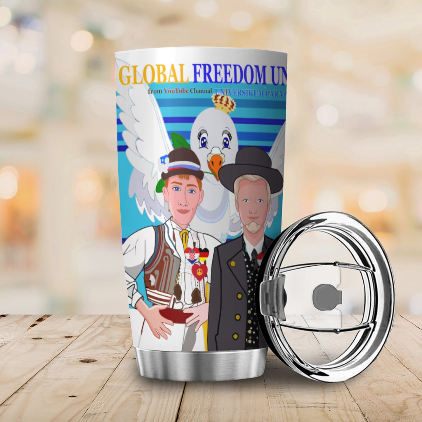 Tumbler GLOBAL FREEDOM UNITED© Men Croatia & Germany Blue