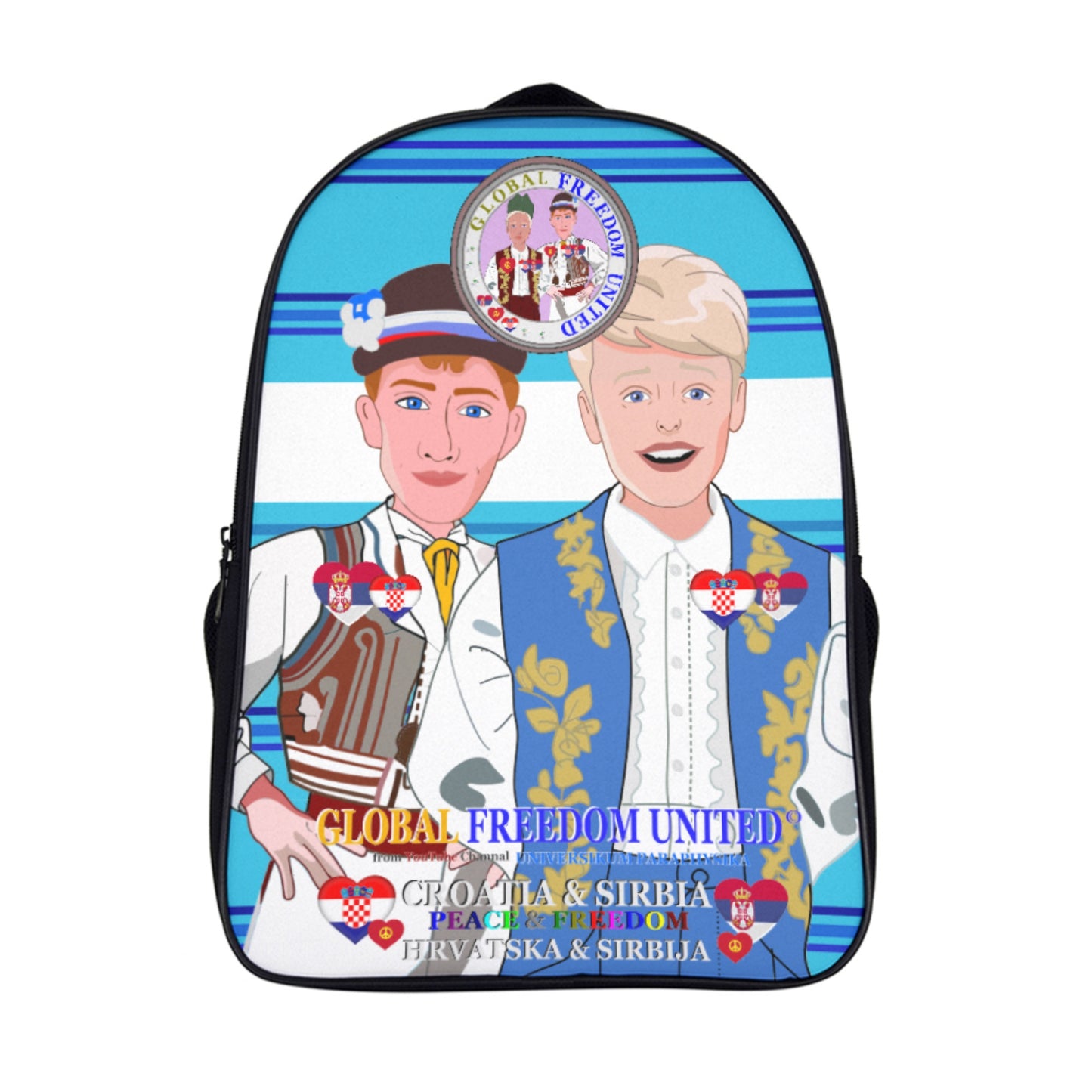 GLOBAL FREEDOM UNITED© 16 Inch 2 Compartment Backpack Global Freedom United Men Croatia & Serbia Old Peace