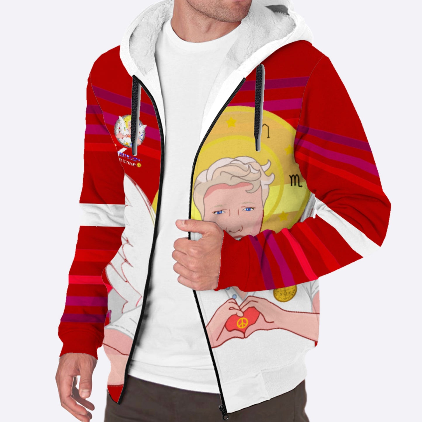 Plush Hoodie Global Freedom United Archangel Raphael German Red