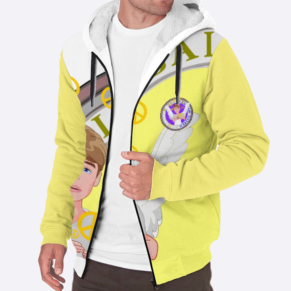 Plush Hoodie Global Freedom United Men Angel Of Peace Old Peace Yellow