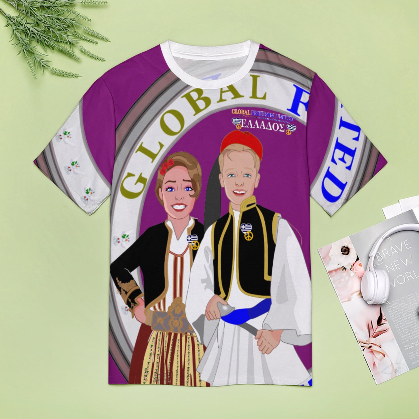 Women´s T-shirt 3 GLOBAL FREEDOM UNITED©  Couple Edition Greece Lilac