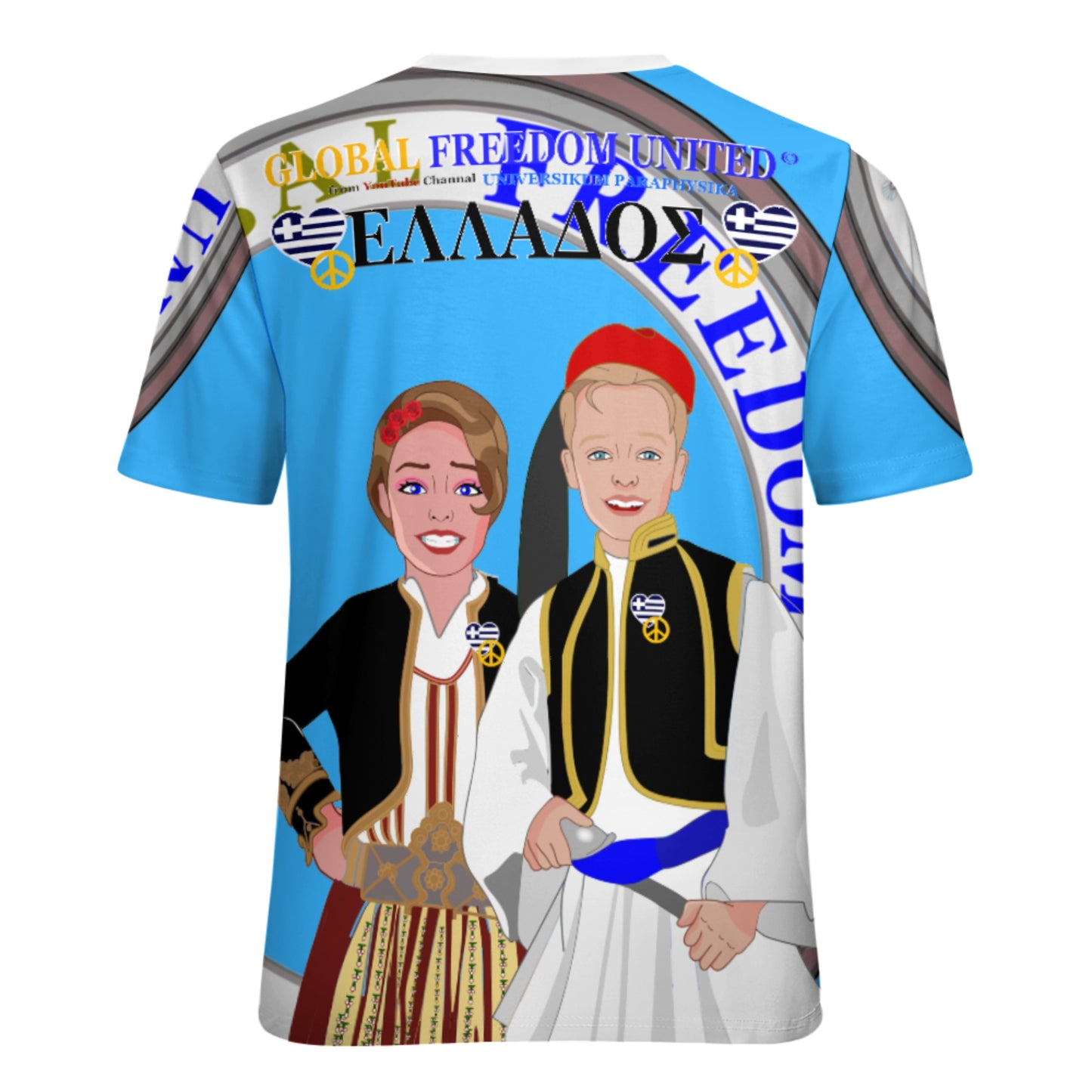 Women´s T-shirt 3 GLOBAL FREEDOM UNITED© Couple Edition Greece Blue