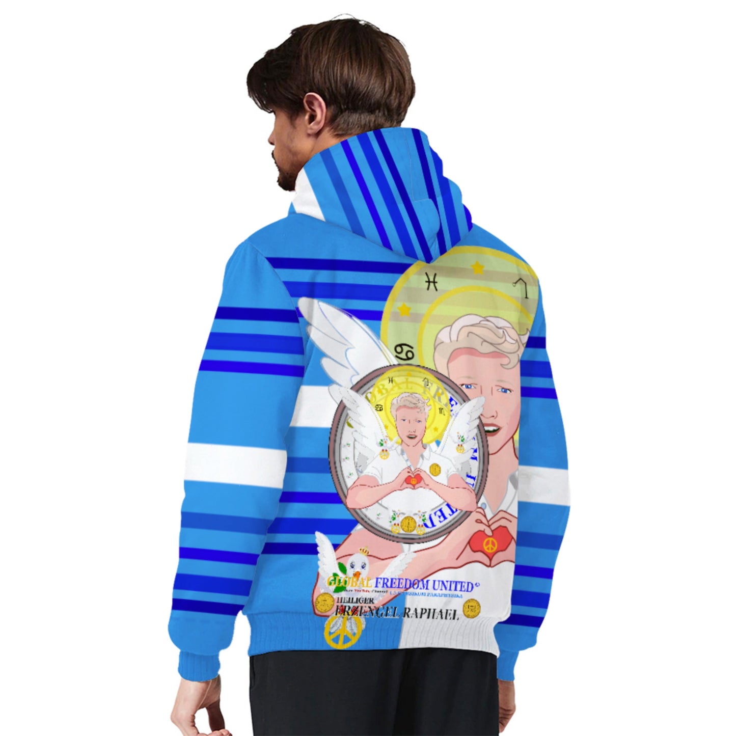 Plush Hoodie Global Freedom United Archangel Raphael German Deep Blue
