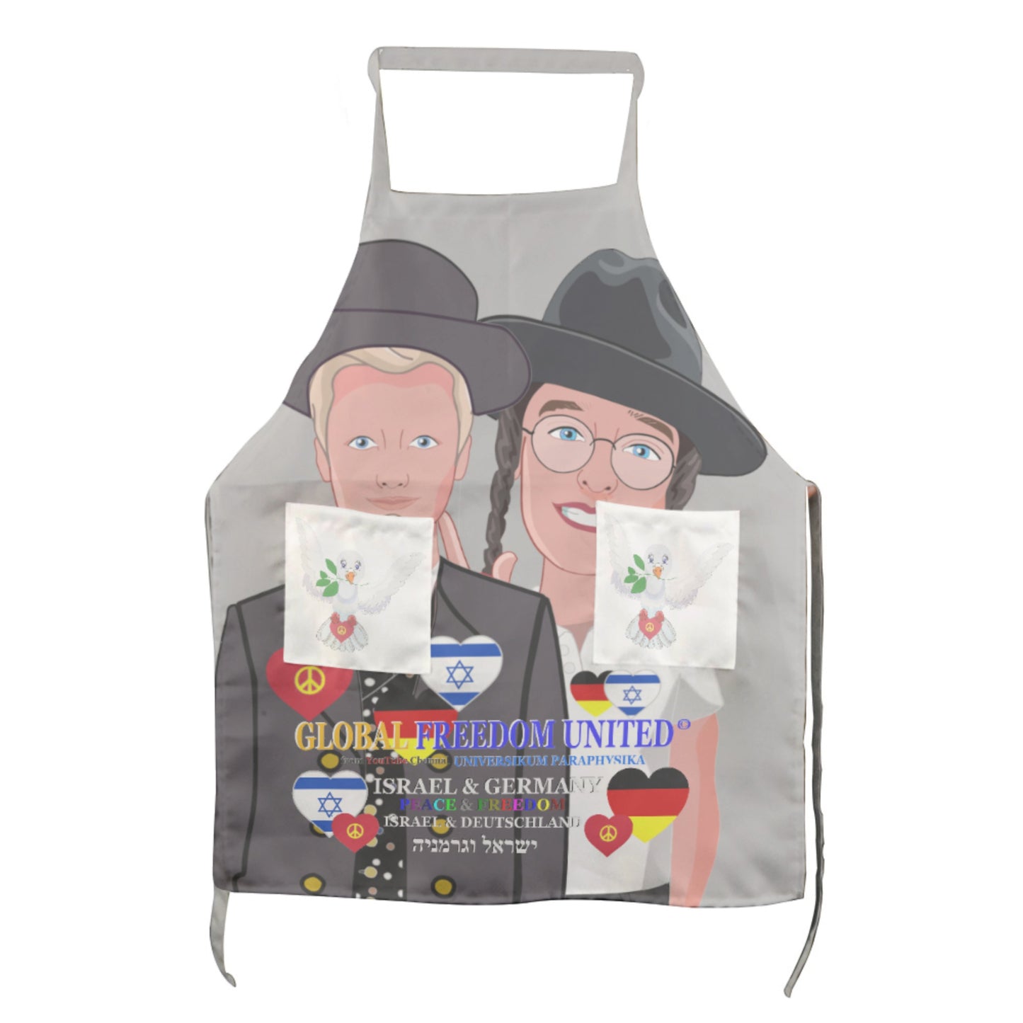 Apron GLOBAL FREEDOM UNITED© Men Israel & Germany Grey