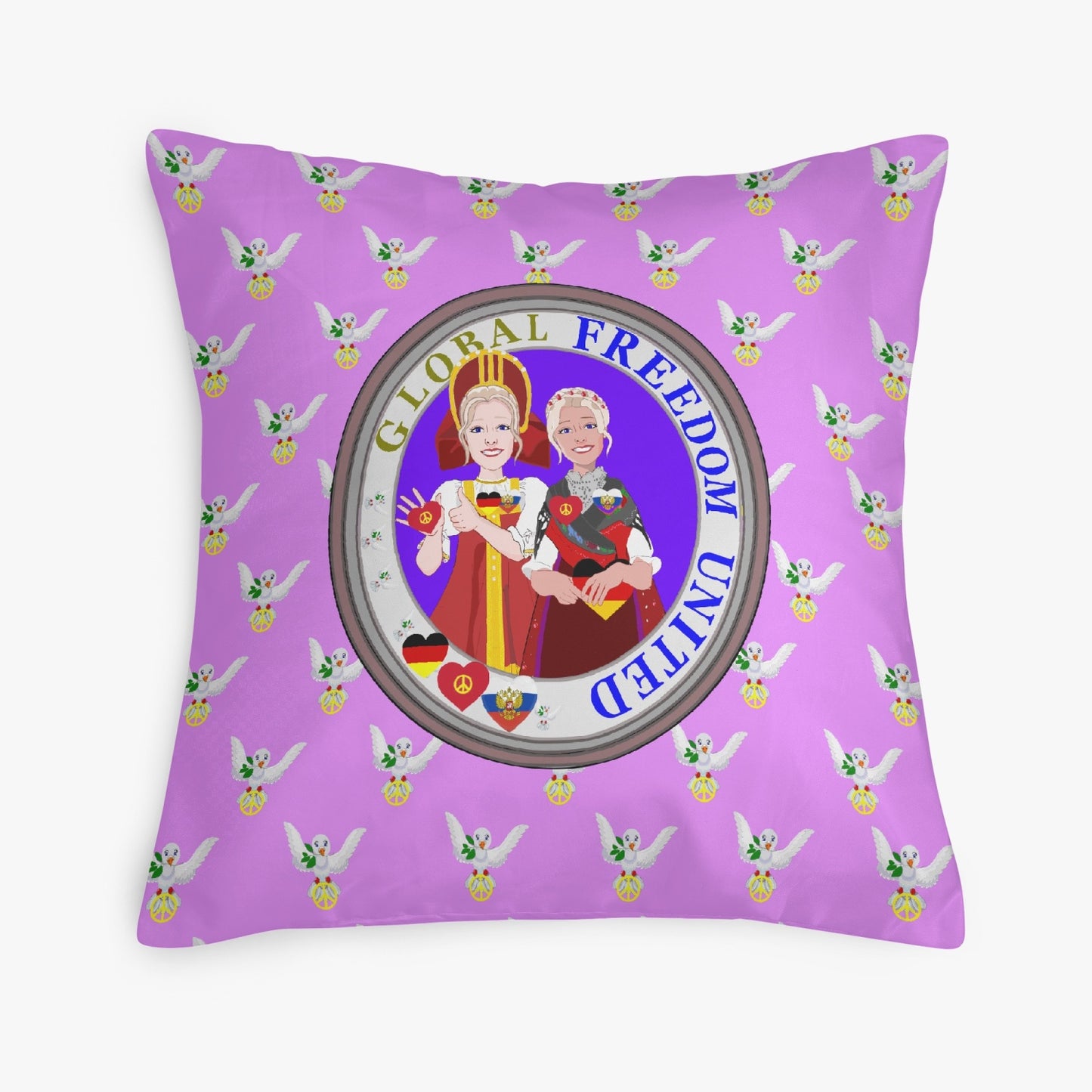 GLOBAL FREEDOM UNITED© Women GERMANY & RUSSIA Lilac 18'' Square Pillow Cover