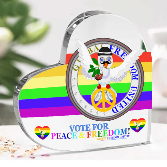 Acryl Heart Global Freedom United Dove Of Peace Men  English