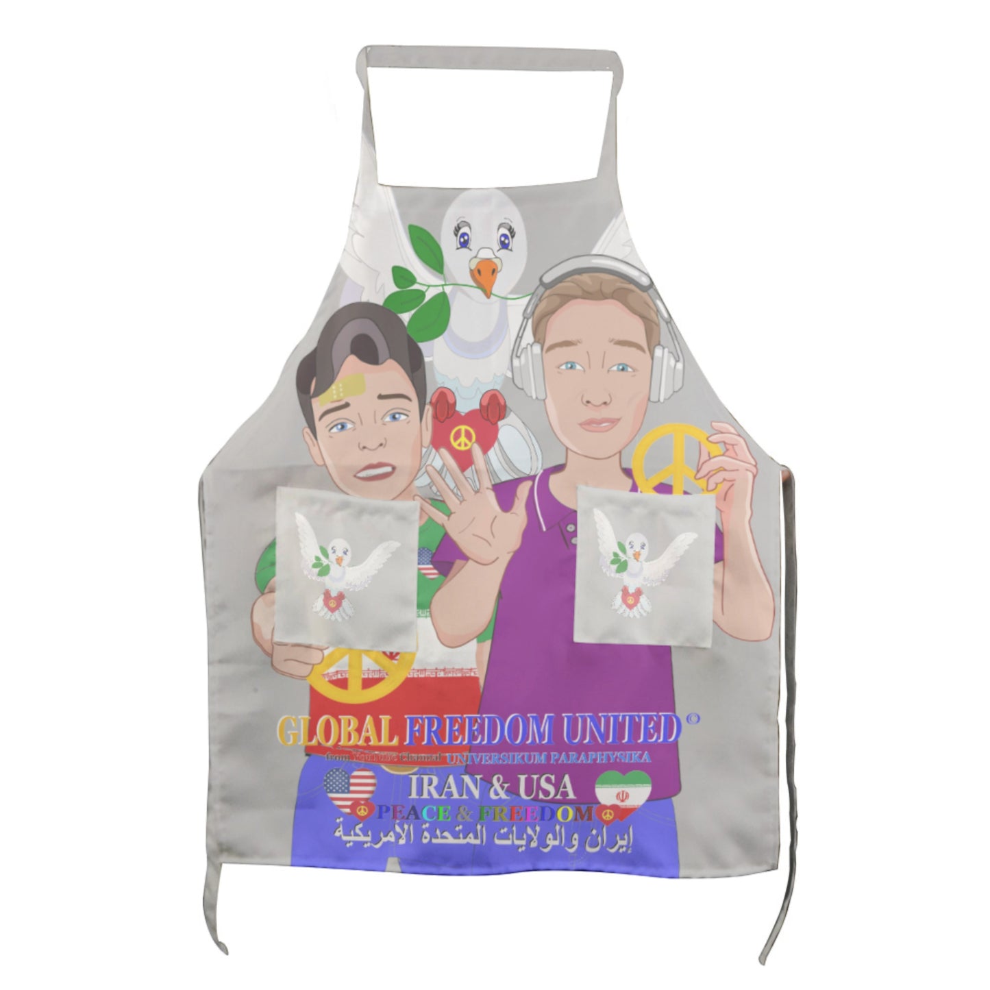 Apron GLOBAL FREEDOM UNITED© Men Iran & USA Grey