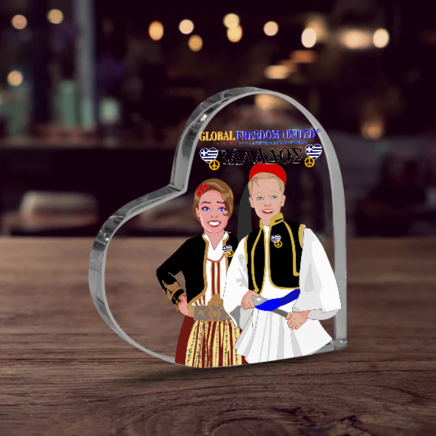 Acryl Heart GLOBAL FREEDOM UNITED© Couple Edition Greece
