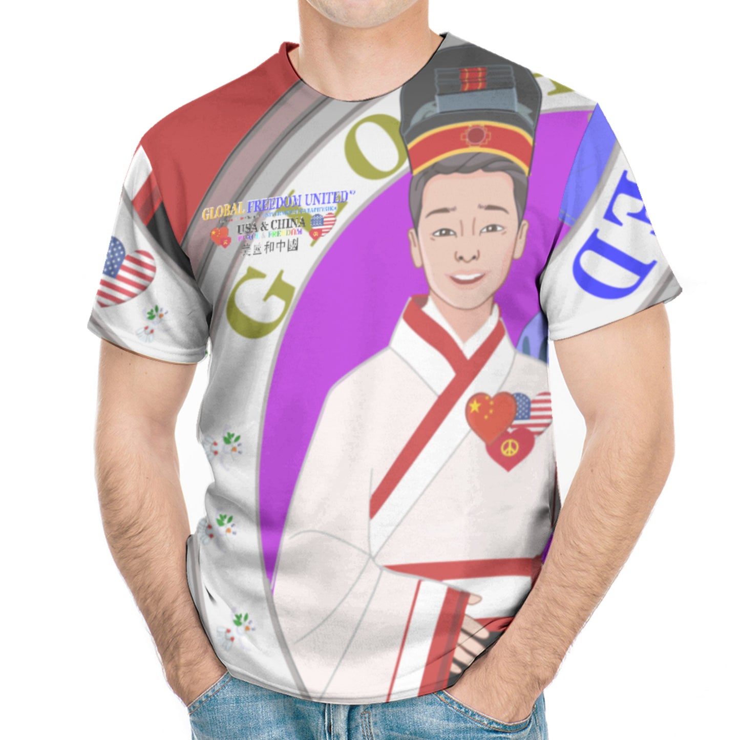 Men´s T-shirt GLOBAL FREEDOM UNITED© Men China & USA V2 Red