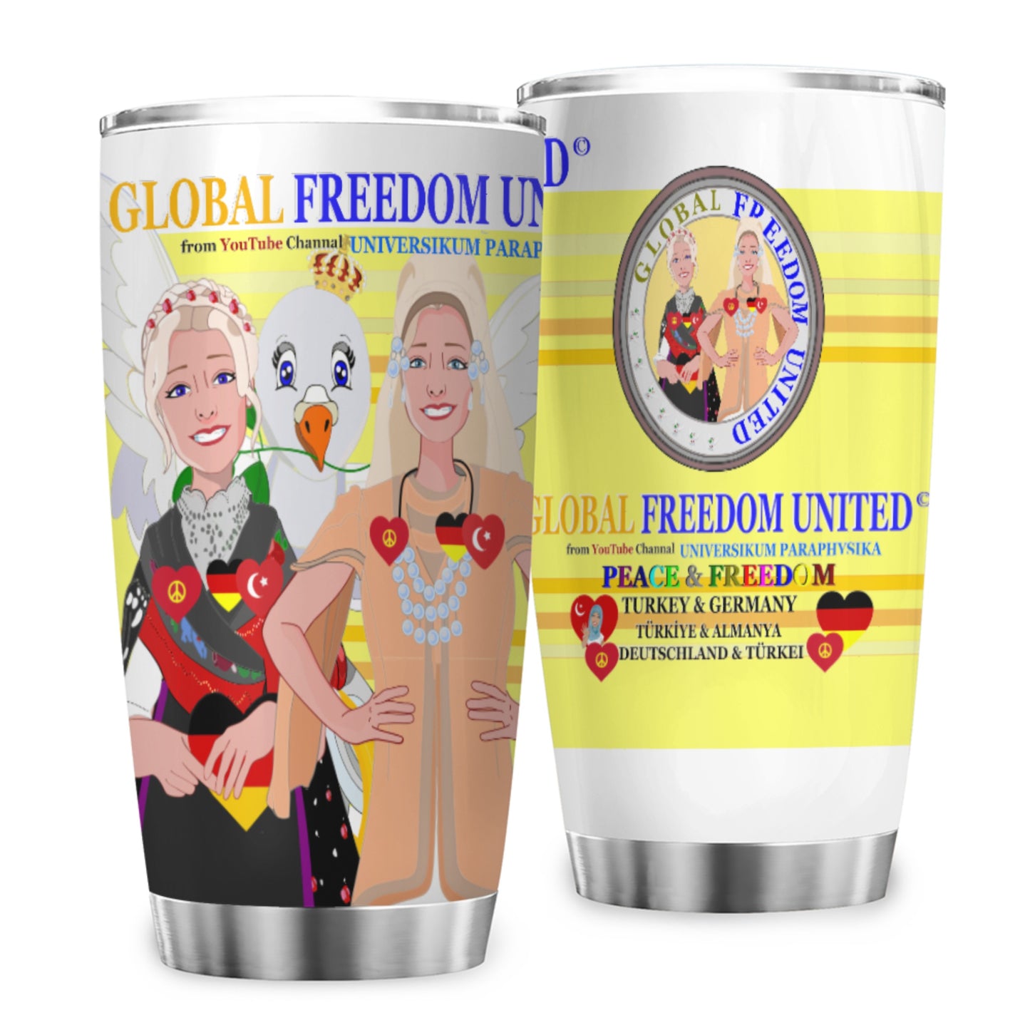 Tumbler Global Freedom United Women Germany & Turkey Old Peace Light Yellow