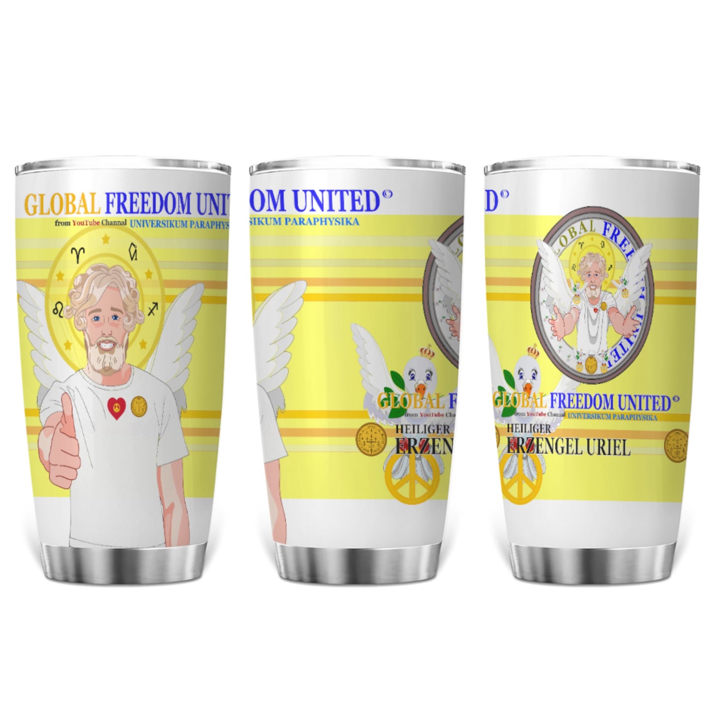 Tumbler Global Freedom United  Archangel Uriel German  Yellow