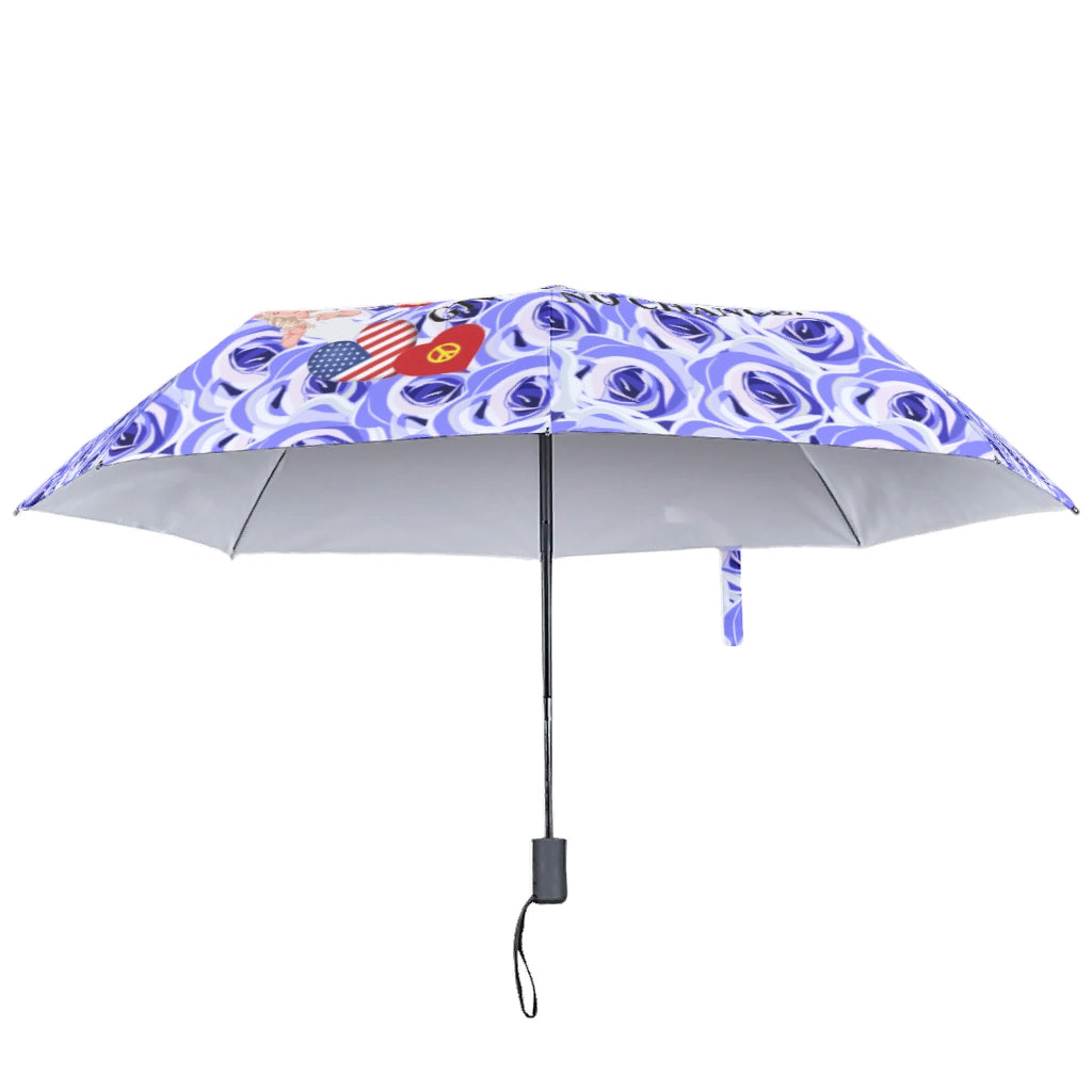 Umbrella GLOBAL FREEDOM UNITED© Women Anti Fascism & Racism USA Light Blue