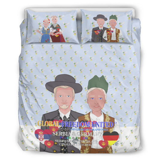 Bed Line  GLOBAL FREEDOM UNITED© Men Serbia & Germany Light Blue V1
