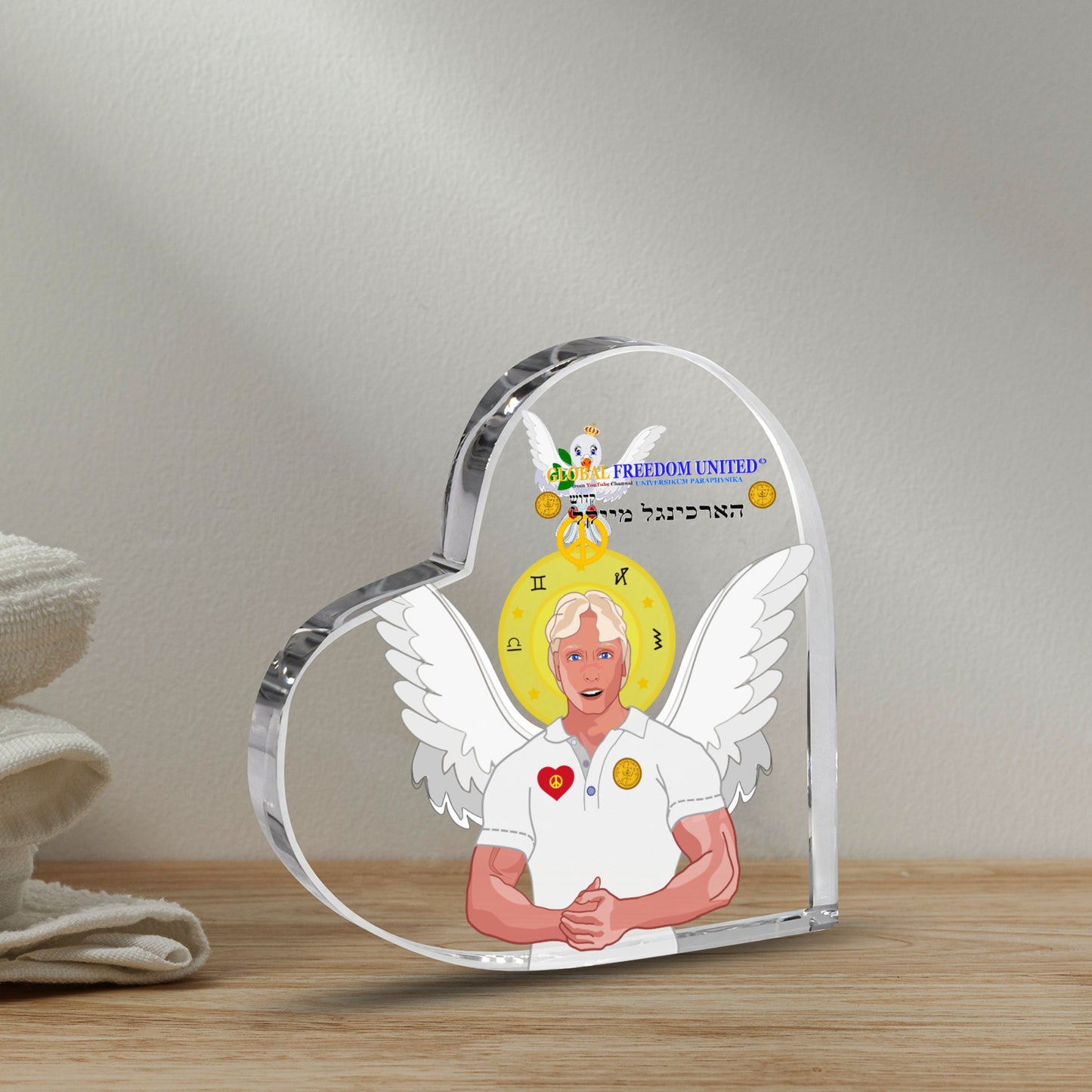Acrylic Plaque Global Freedom United Archangel Michael Hebrew