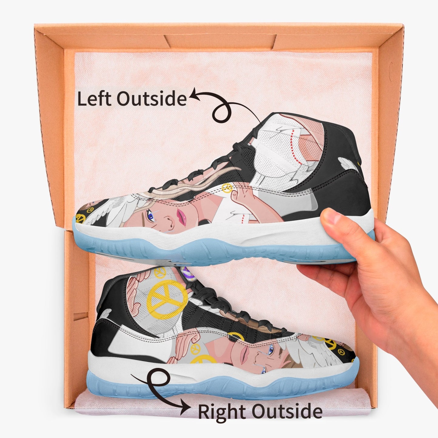 AJ11 Basketball Sneakers -Blue Sole GLOBAL FREEDOM UNITED© ANGEL OF PEACE