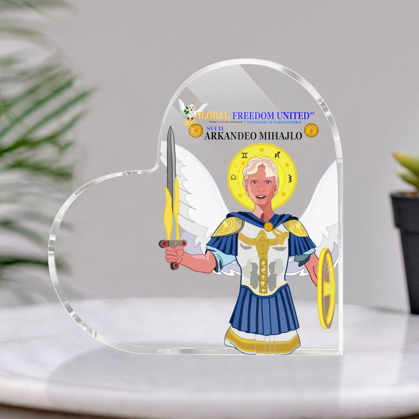 Acryl Heart Global Freedom United Archangel Michael Croatia V1