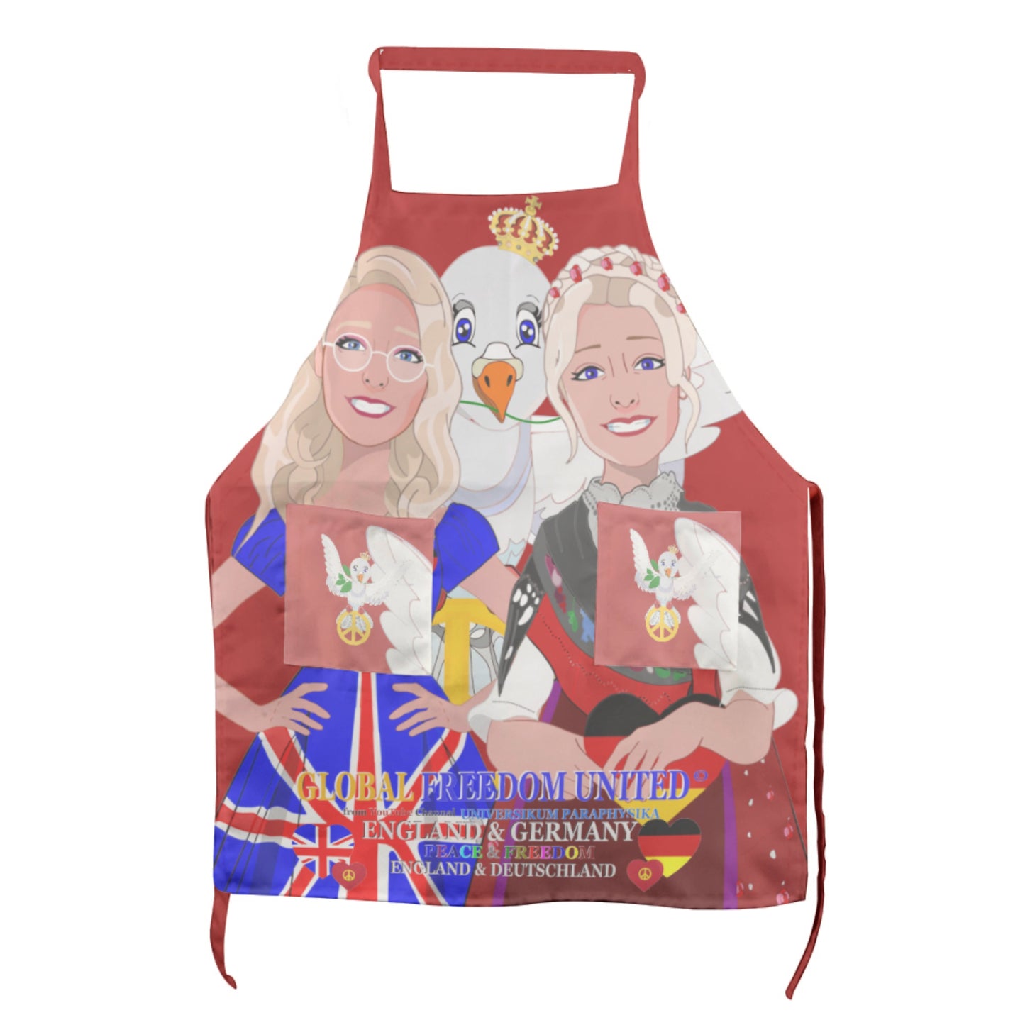Apron GLOBAL FREEDOM UNITED© Women England & Germany Red