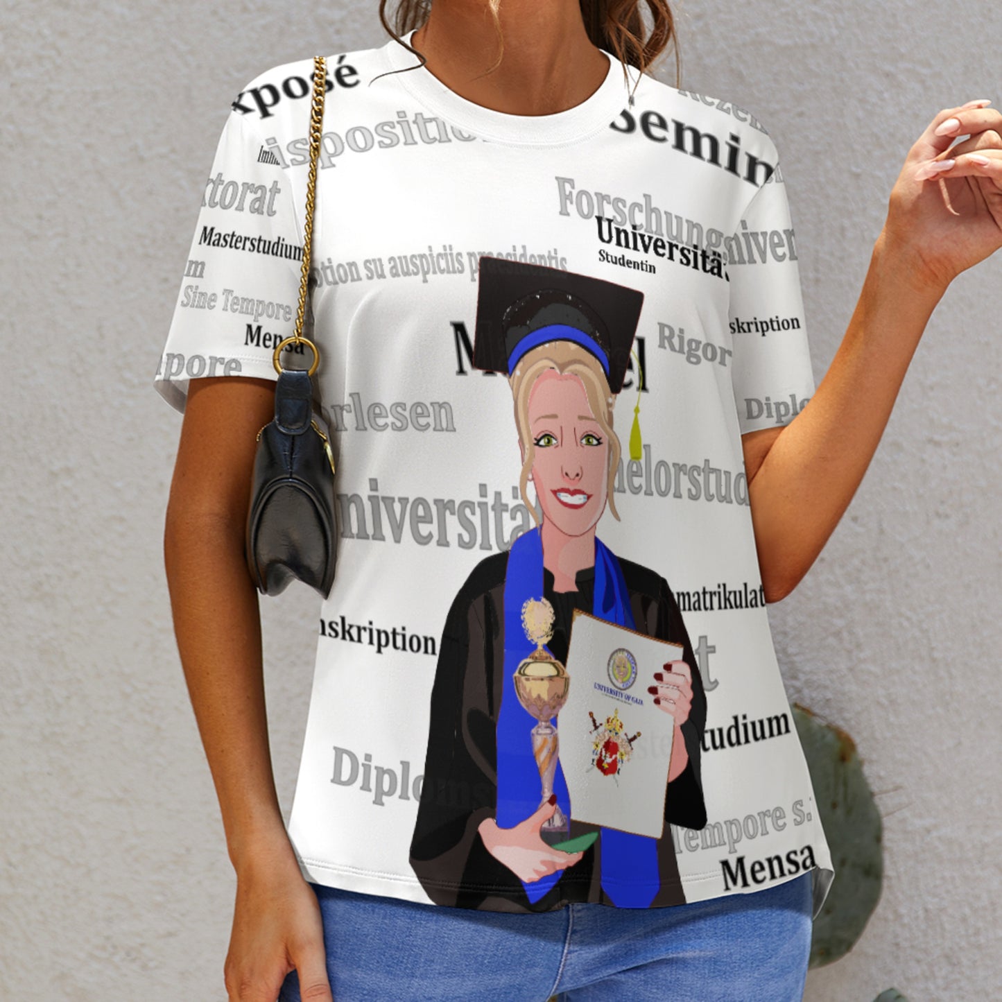 Women´s T-shirt Global Freedom United Student Girl Cooper Place Blond Hair 4