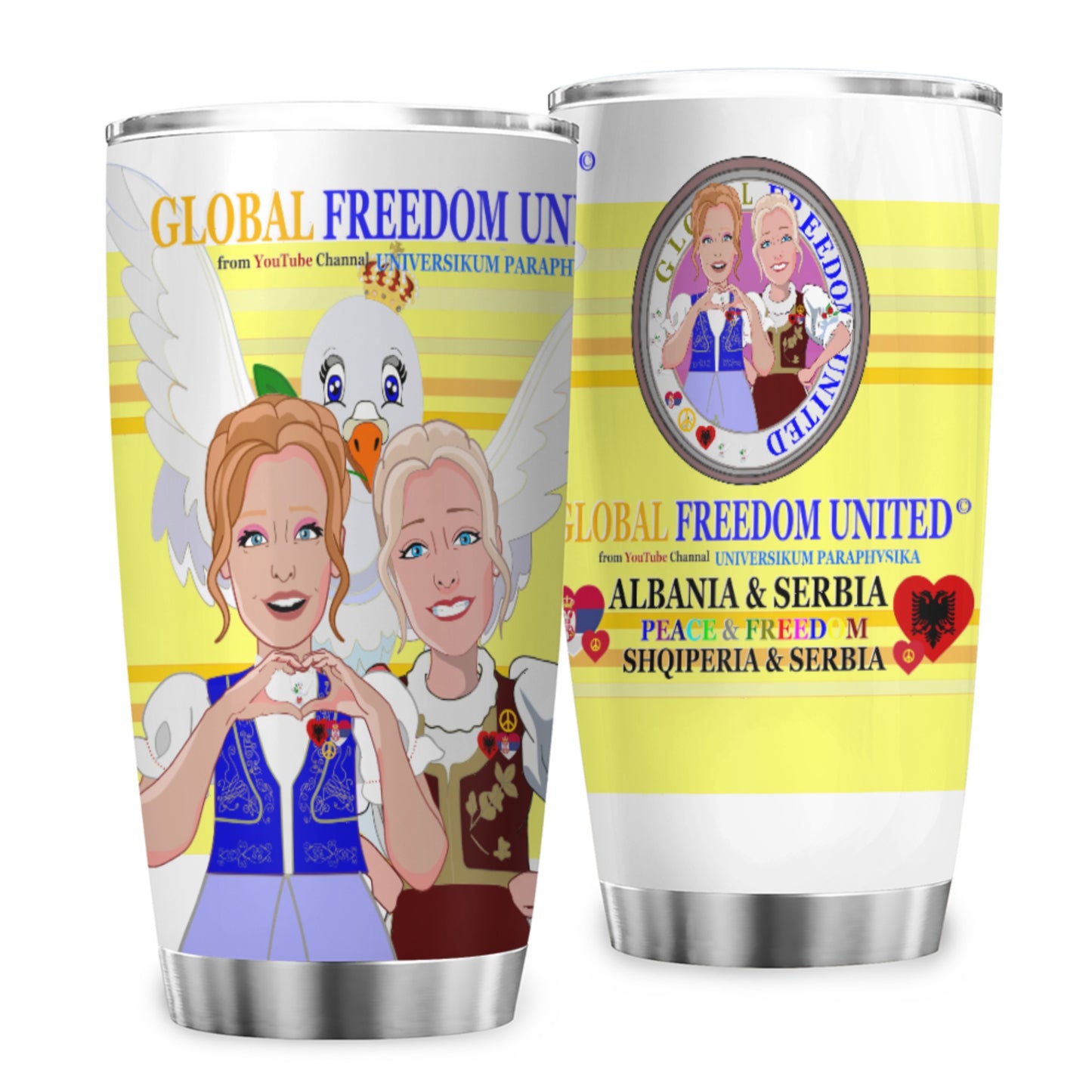 Tumbler Global Freedom United Women Albania & Serbia Old Peace Yellow