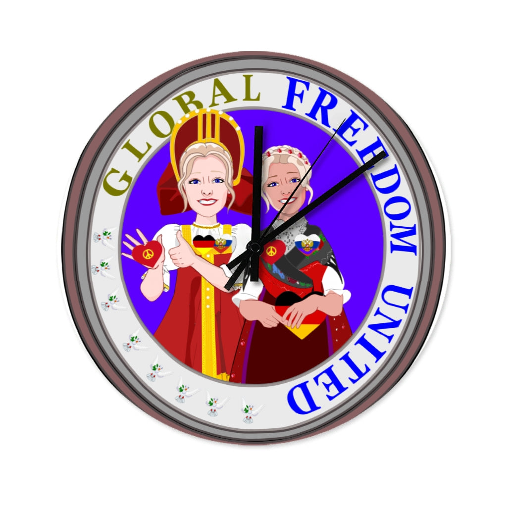 Wooden Wall Clock Without Scale GLOBAL FREEDOM UNITED© Women Russia & Germany