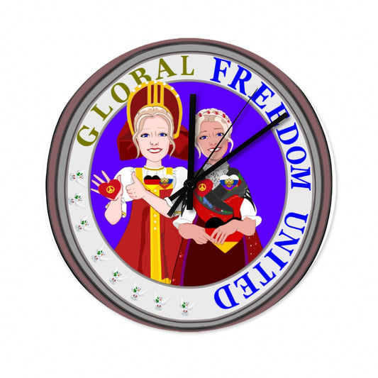 Wooden Wall Clock Without Scale GLOBAL FREEDOM UNITED© Women Russia & Germany