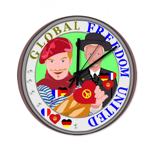 Wooden Wall Clock Without Scale GLOBAL FREEDOM UNITED© Men French & Germany
