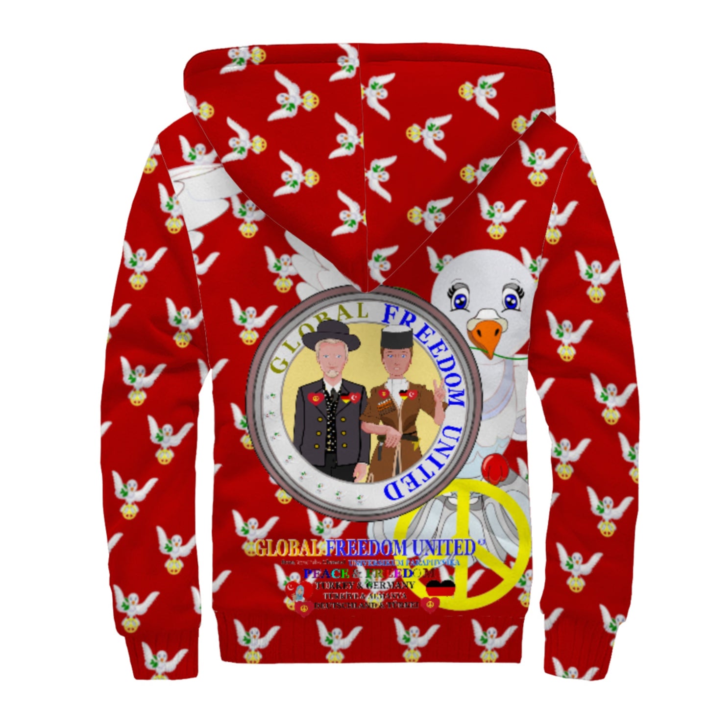Plush Hoodie GLOBAL FREEDOM UNITED© Men Germany & Turkey Red