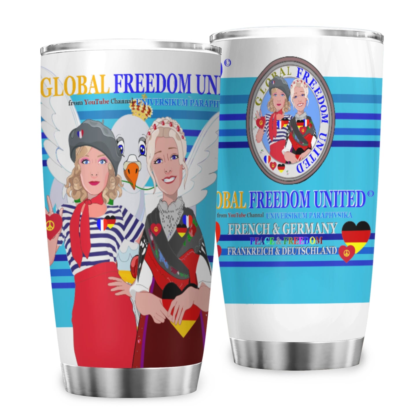 Tumbler Global Freedom United Women French & Germany Old Peace Blue