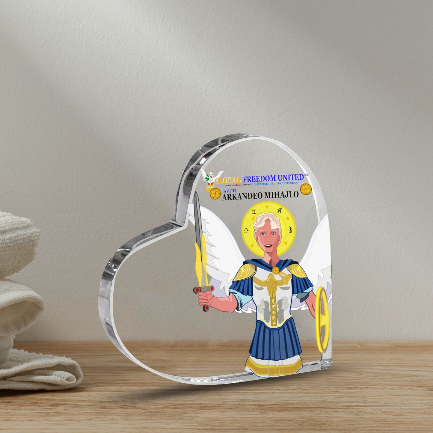 Acryl Heart Global Freedom United Archangel Michael Croatia V1