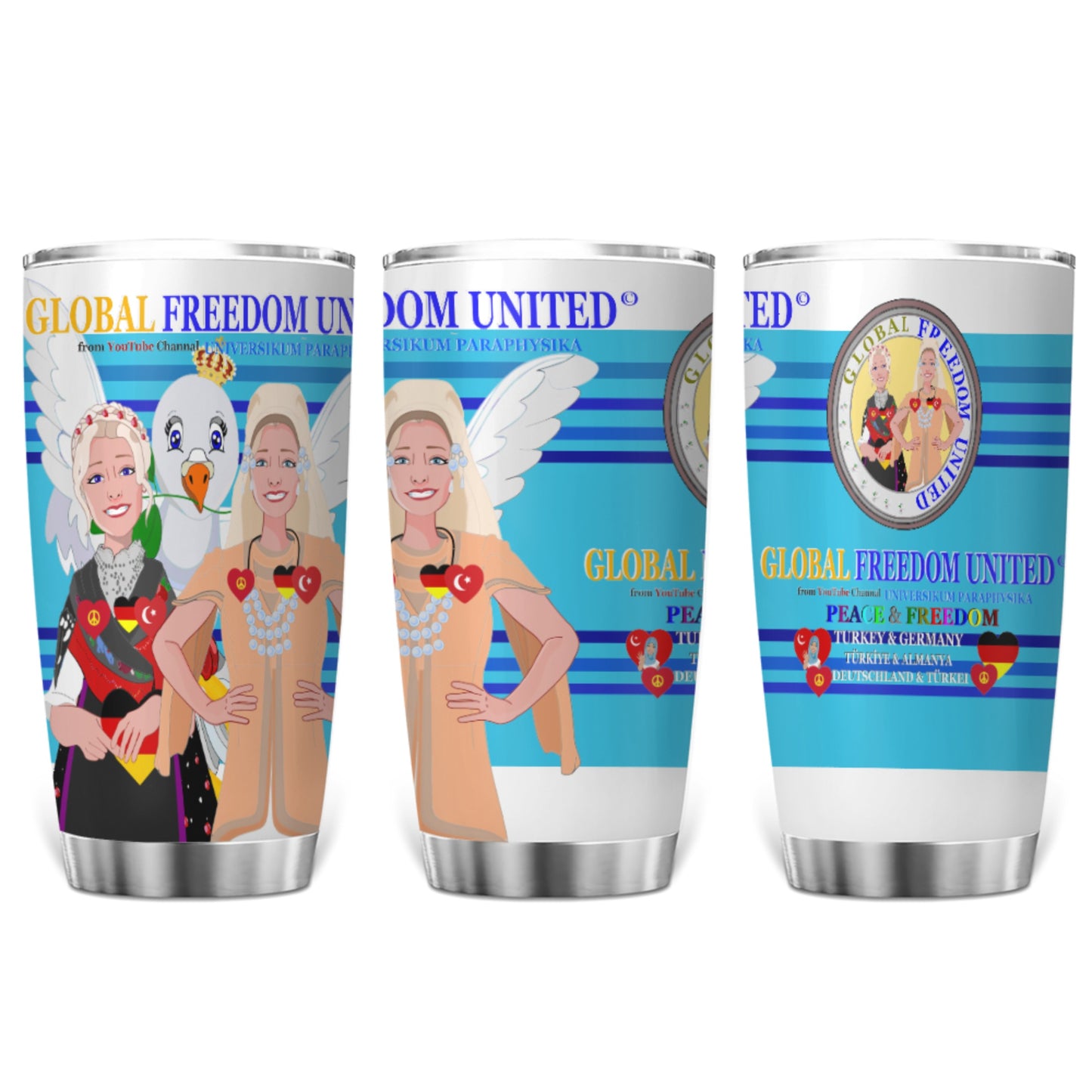Tumbler Global Freedom United Women Germany & Turkey Old Peace Blue