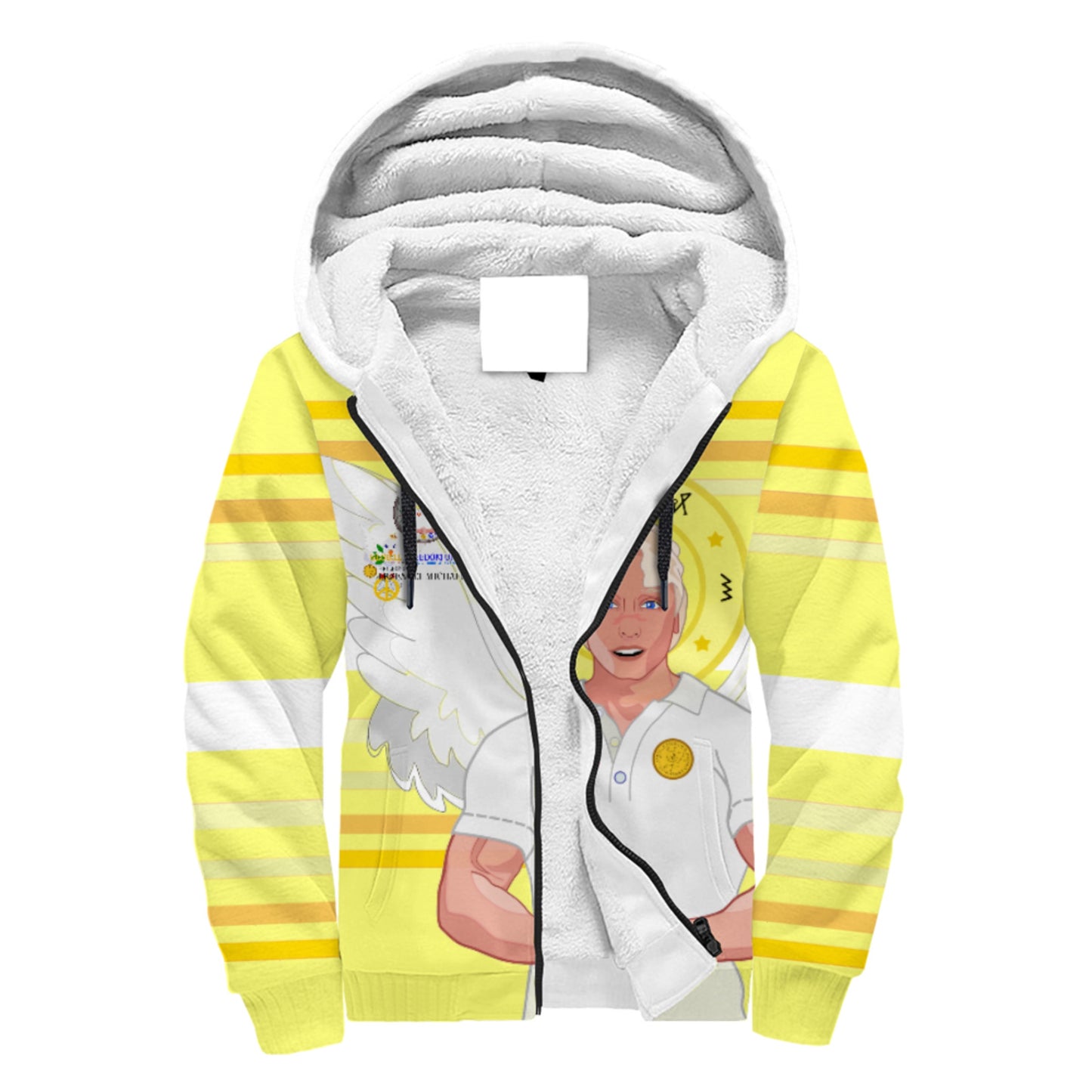 Plush Hoodie Global Freedom United Archangel Michael German Yellow