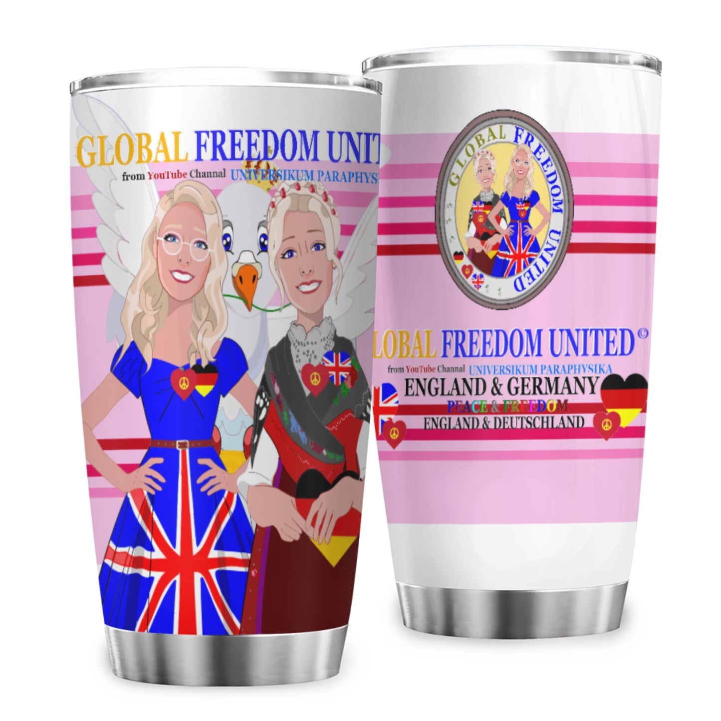 Tumbler Global Freedom United Women England & Germany Old Peace Pink