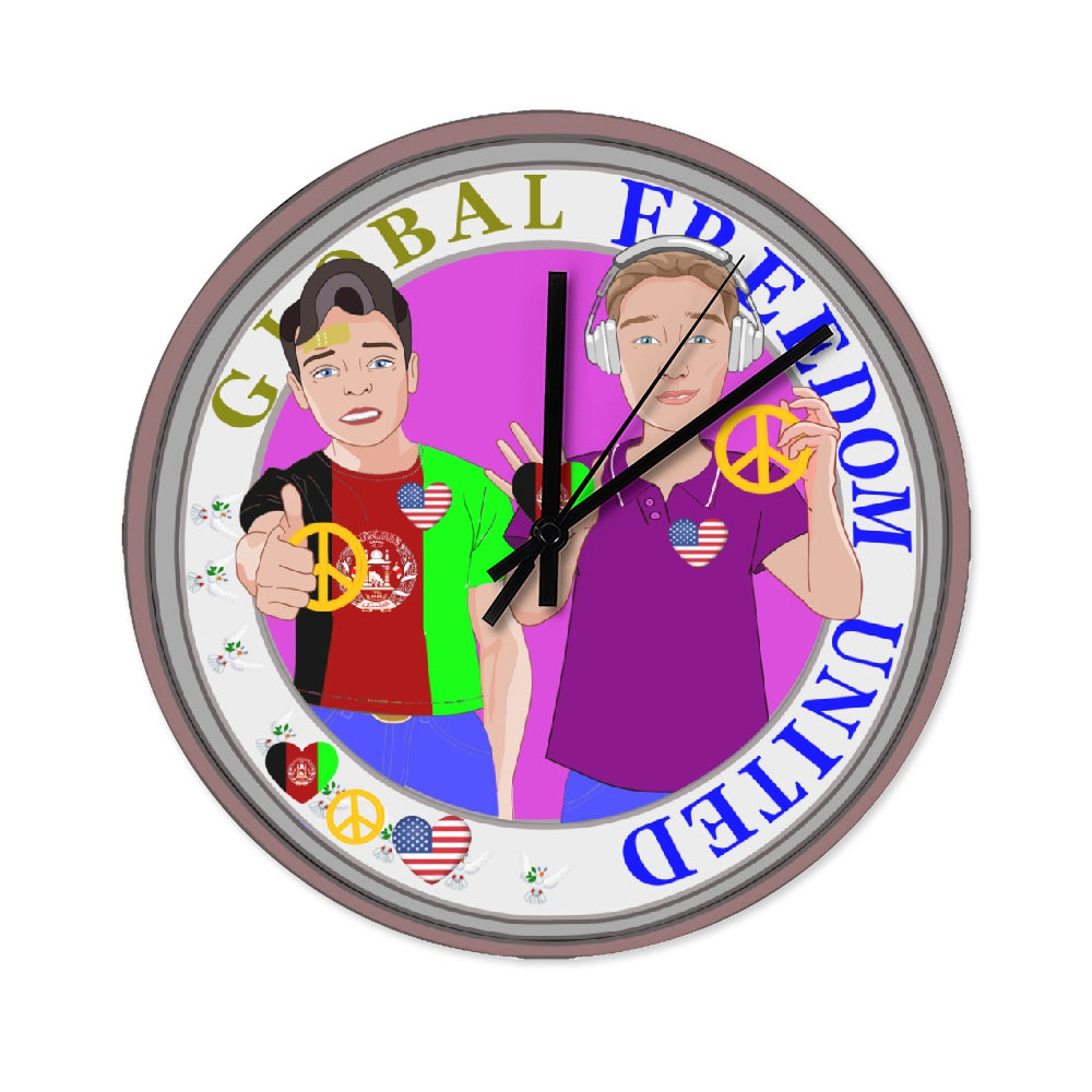Wooden Wall Clock Without Scale GLOBAL FREEDOM UNITED© Men Afghanistan & USA
