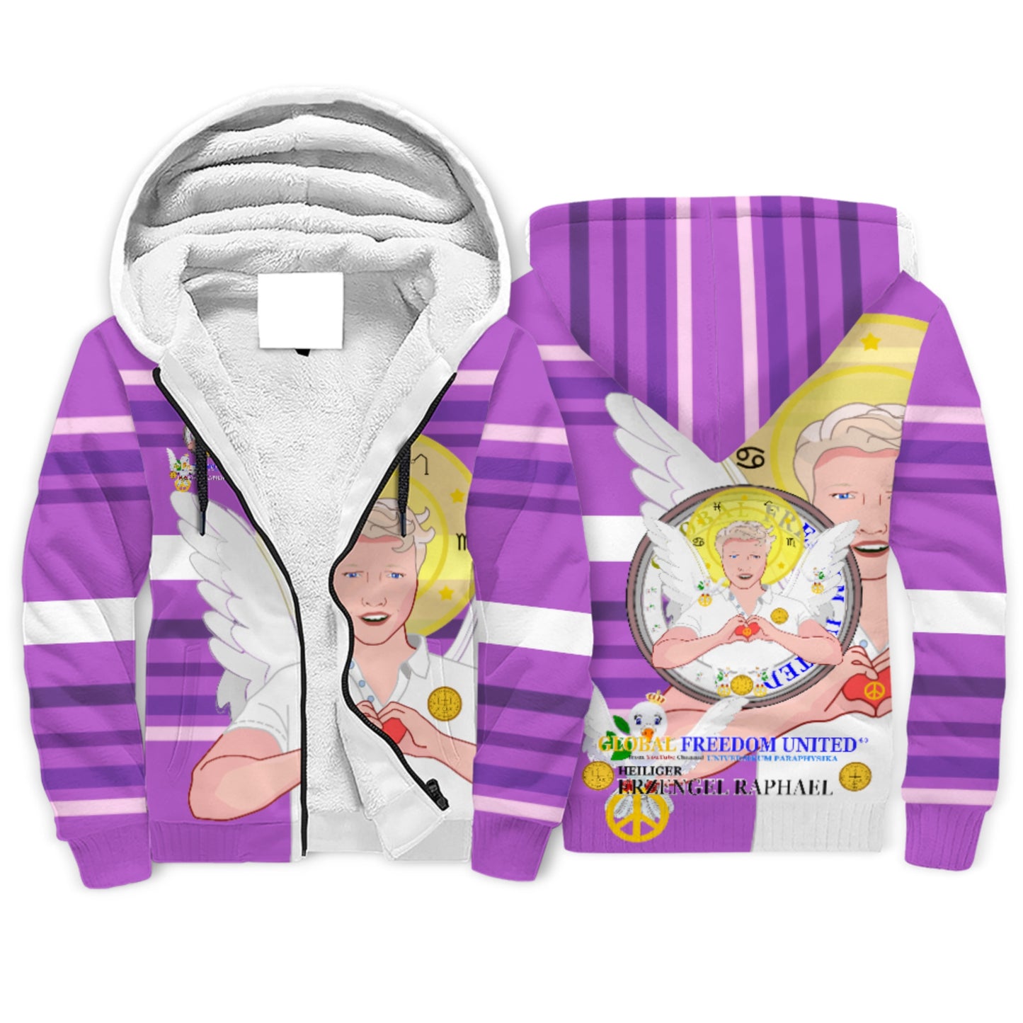 Plush Hoodie Global Freedom United Archangel Raphael German Lilac
